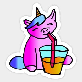 A unicorn drinking Sticker